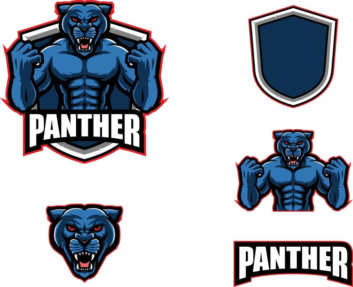 coleção de conjunto de mascote pantera em esporte de logotipo vetor