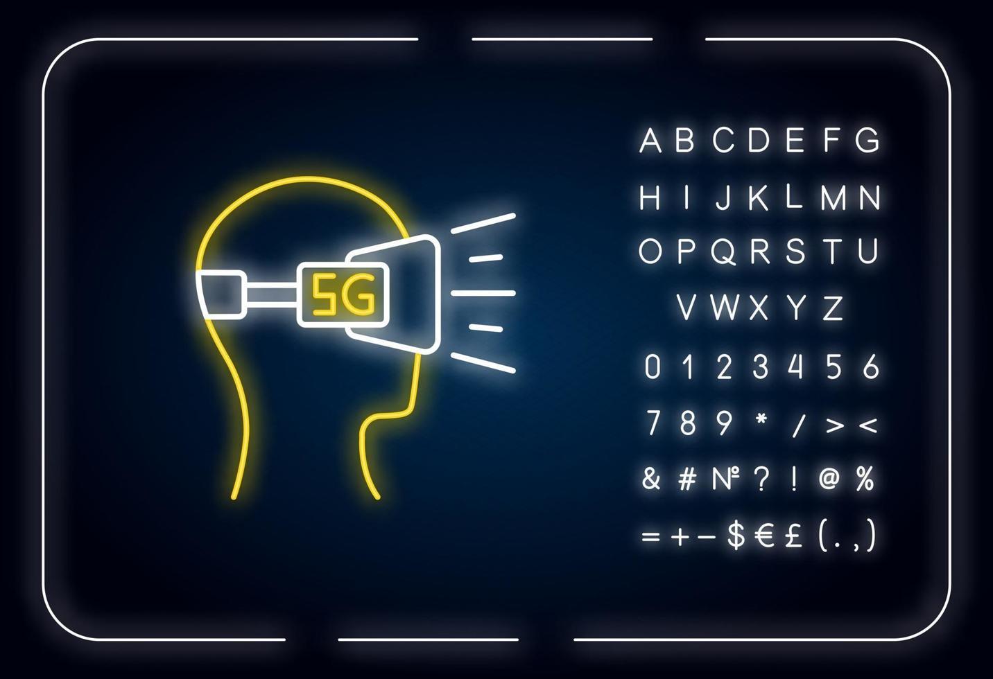 ícone de luz de néon de fone de ouvido vr vetor