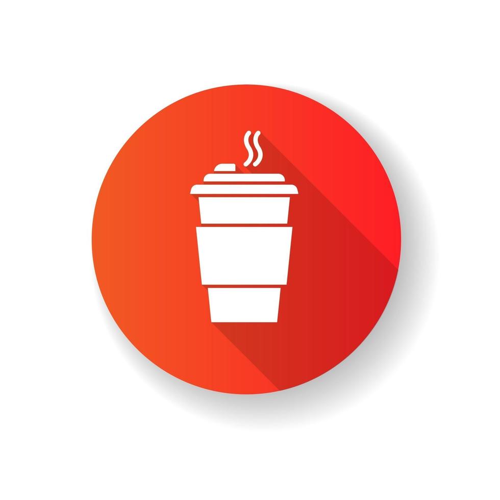 café para ir design plano vermelho ícone de glifo de sombra longa vetor