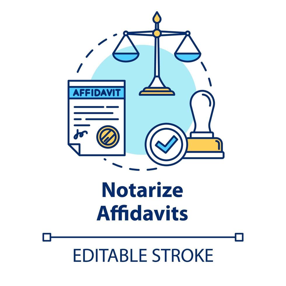 notarize o ícone do conceito de declarações juramentadas vetor