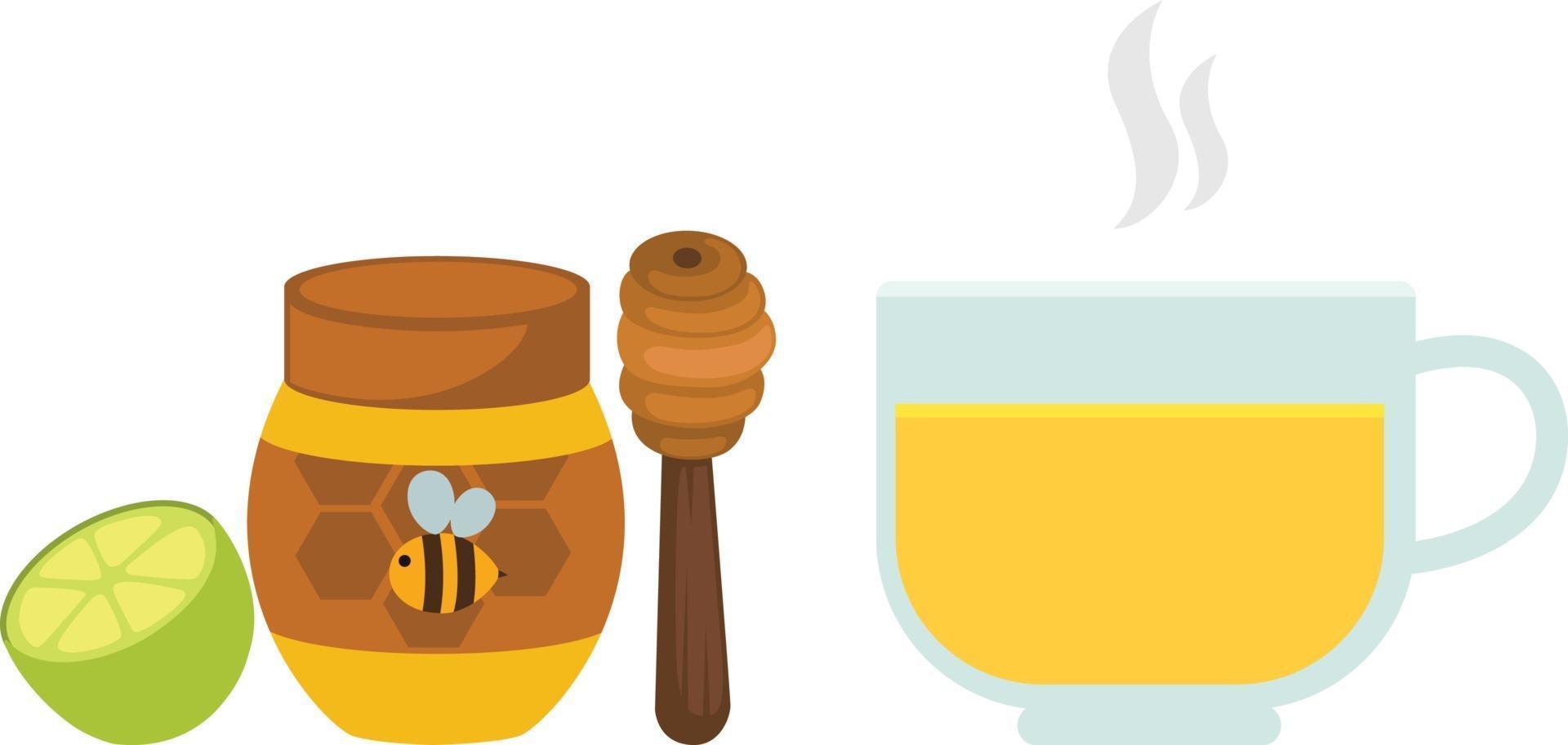 chá de limão com mel em um copo. ilustração. vetor