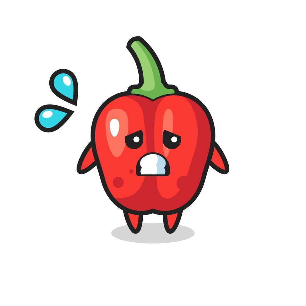 personagem mascote do pimentão vermelho com gesto de medo vetor