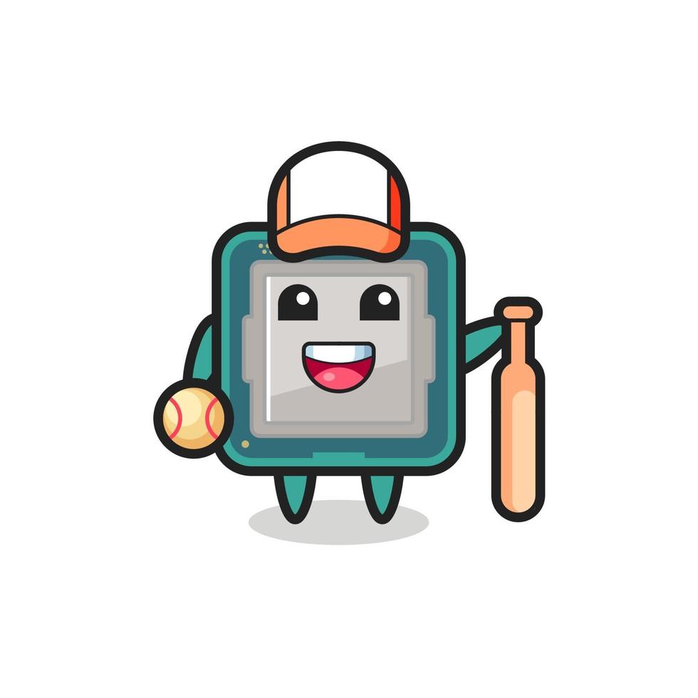 personagem de desenho animado do processador como um jogador de beisebol vetor