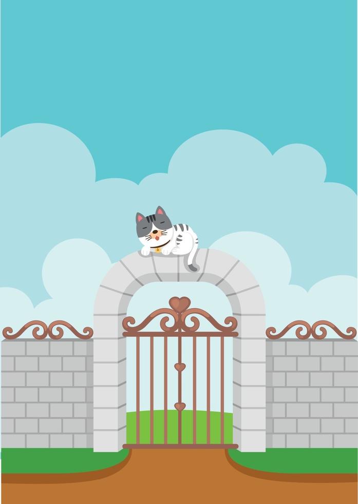 ilustração de gato branco no fundo da parede vetor