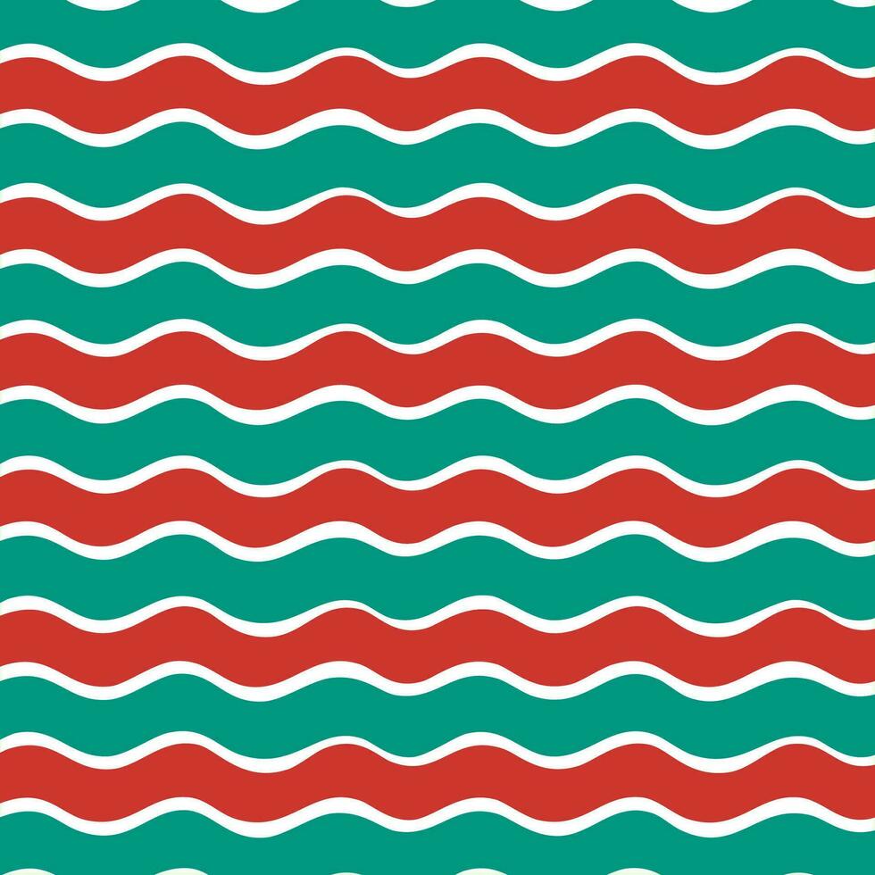 colorida ondas Natal desatado padrão.a festivo e alegre desatado padronizar com colorida ondas, Incluindo vermelho e verde, em uma branco fundo. vetor