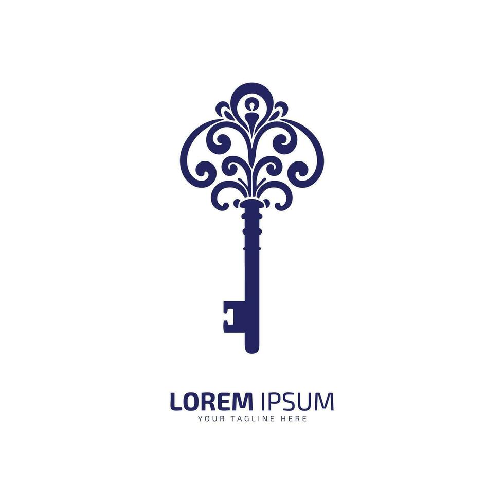 mínimo e abstrato logotipo do chave ícone vetor escritório chave silhueta isolado velho estilo trava chave