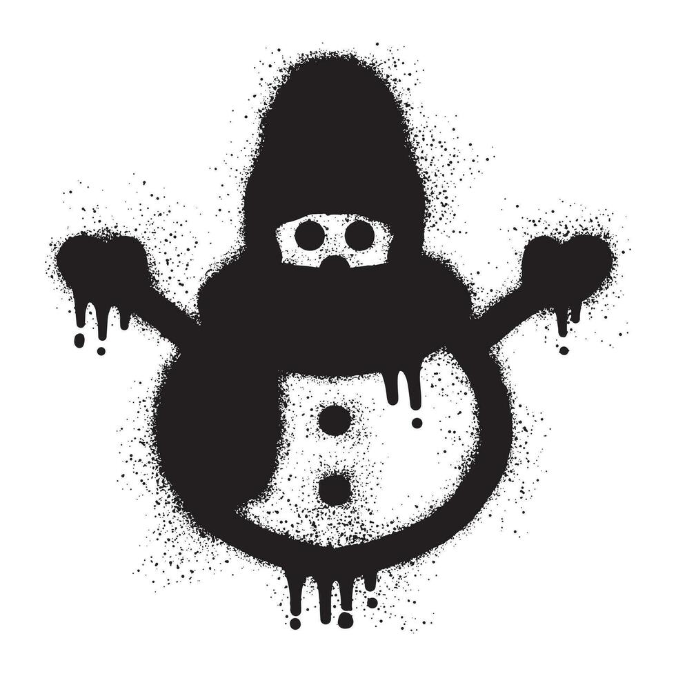 boneco de neve grafite com Preto spray pintura vetor