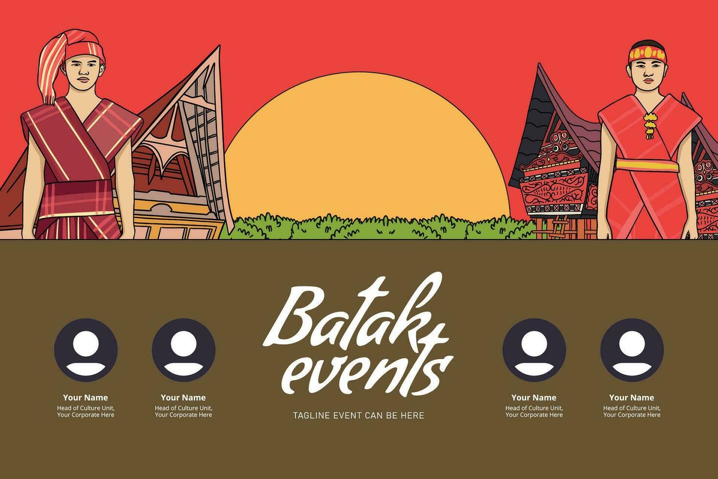 Indonésia bataknese Projeto disposição idéia para social meios de comunicação ou evento fundo vetor