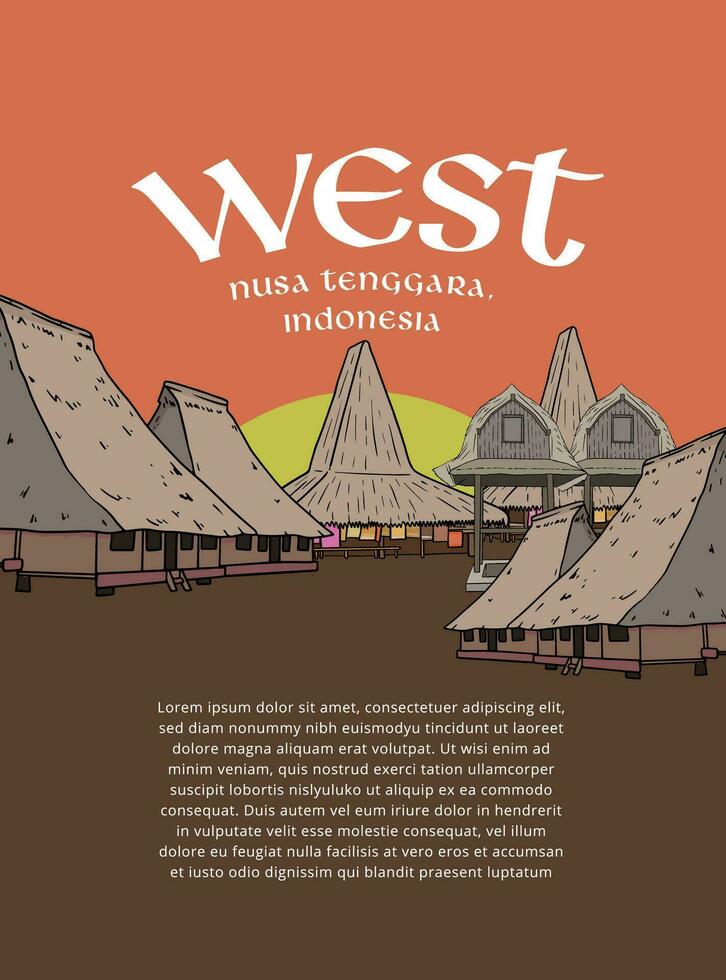 cultural evento Projeto disposição modelo fundo com indonésio ilustração do Nusa Tenggara vetor