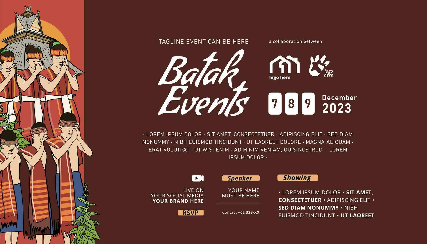 vintage Indonésia bataknese Projeto disposição idéia para social meios de comunicação ou evento poster vetor