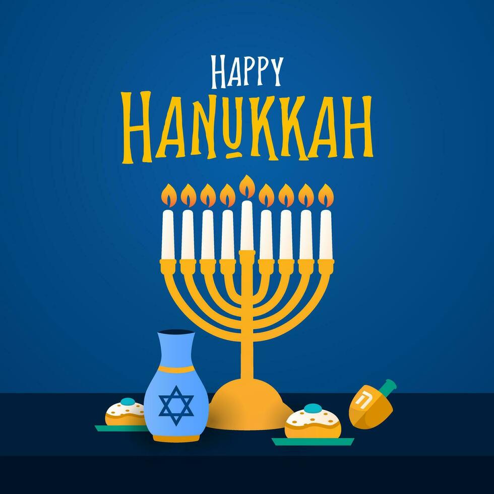 feliz hanukkah projeto, judaico festival do luzes vetor