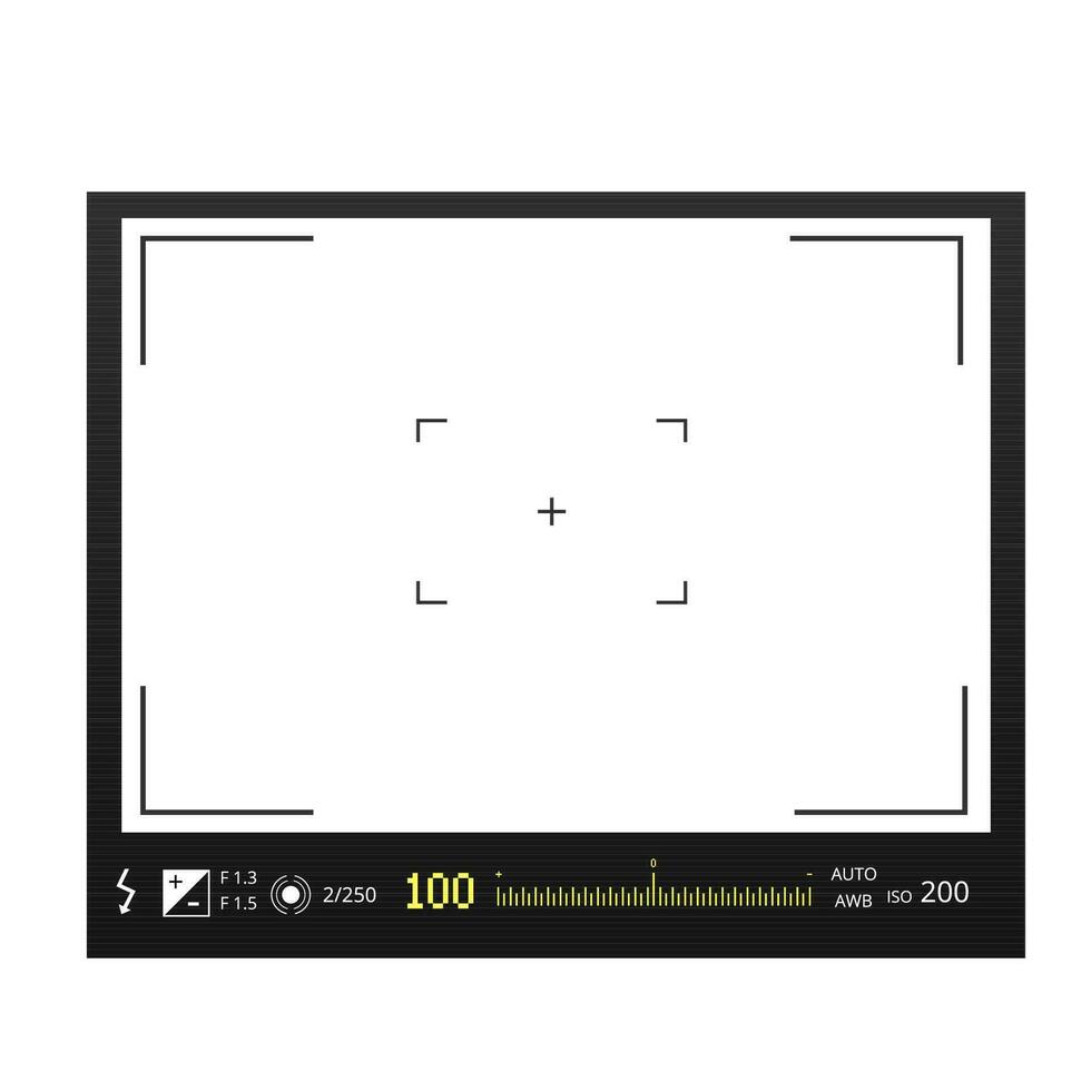 digital Câmera com telas do tiroteio modos modelo. Preto profissional gadget com variável geométrico configuração do vetor filmando exibe.