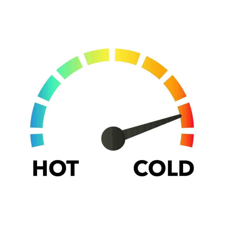 volta temperatura indicador. calibre com quente e frio discar mostrando azul e vermelho pressão com painel de controle vetor velocímetro