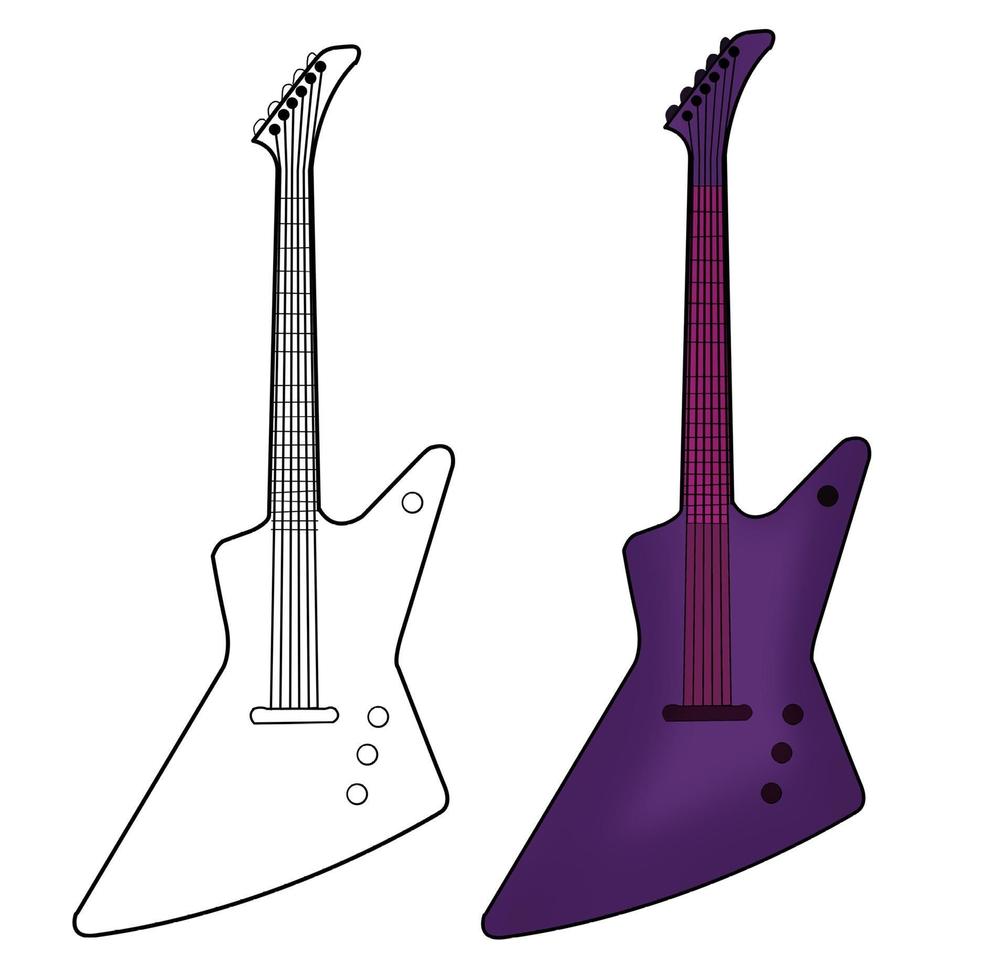 mão desenhada guitarra eletrônica roxa isolada em um fundo branco vetor
