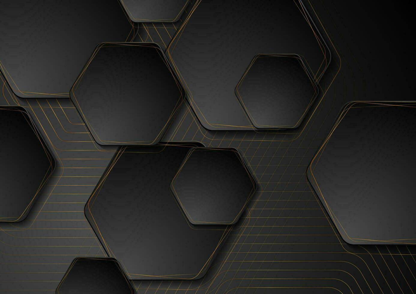 luxo dourado geométrico abstrato fundo com hexágonos vetor