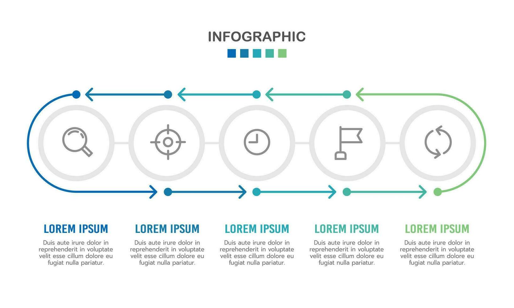 5 processo ciclo infográfico para o negócio para sucesso. estratégia, planejamento, relatório, e diagrama. vetor ilustração.