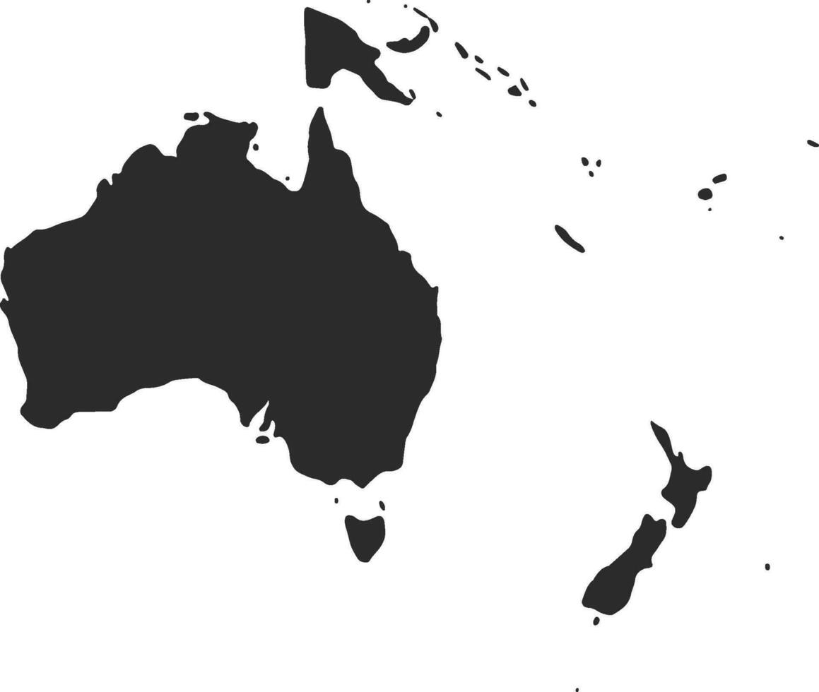 Oceânia continente plano mundo mapa isolado vetor ilustração