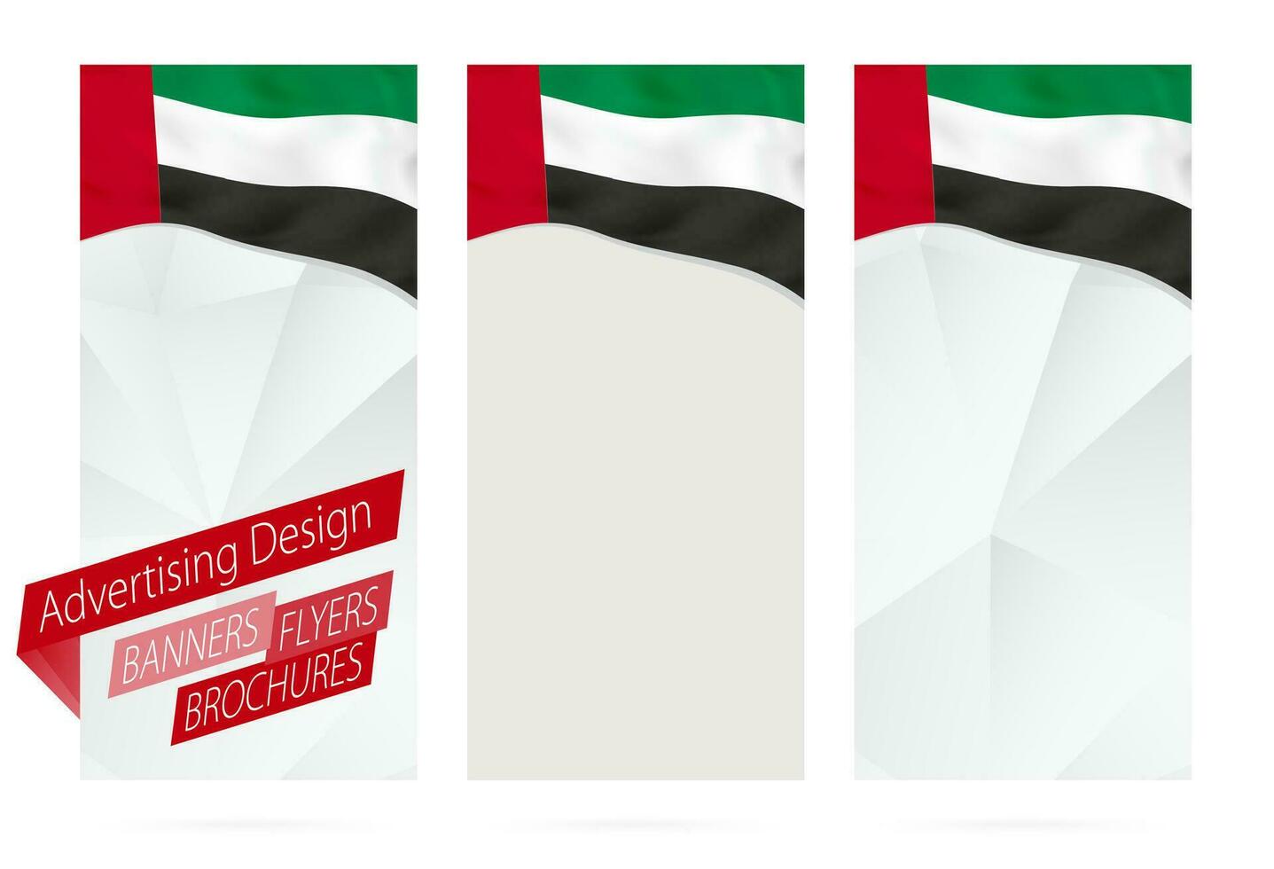 Projeto do bandeiras, panfletos, brochuras com bandeira do Unidos árabe emirados. vetor