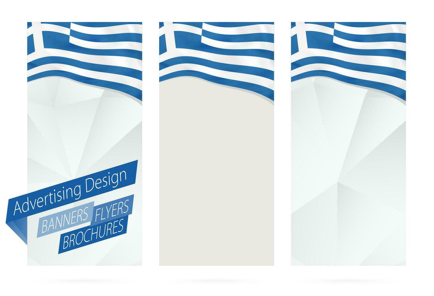 Projeto do bandeiras, panfletos, brochuras com bandeira do Grécia. vetor