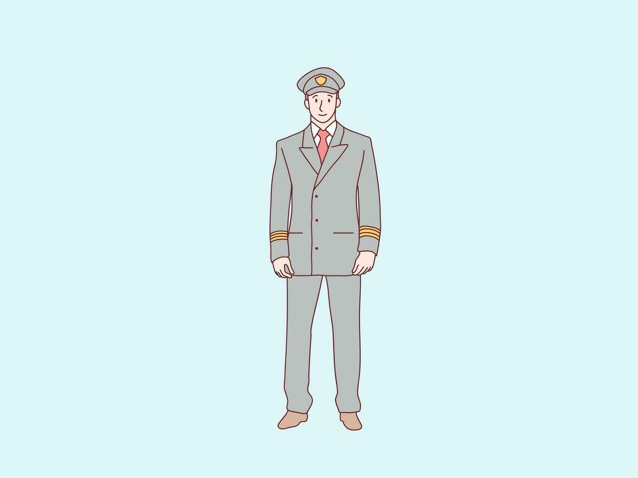 homem piloto simples coreano estilo ilustração vetor