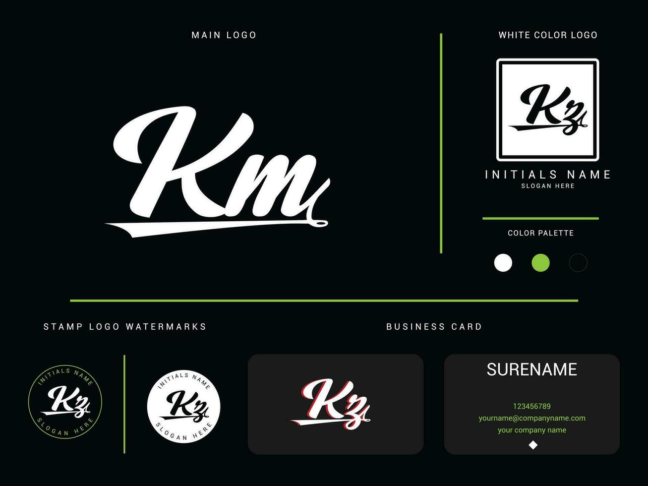 monograma km moda logotipo ícone, vestuário roupas kz km logotipo carta Projeto com branding vetor