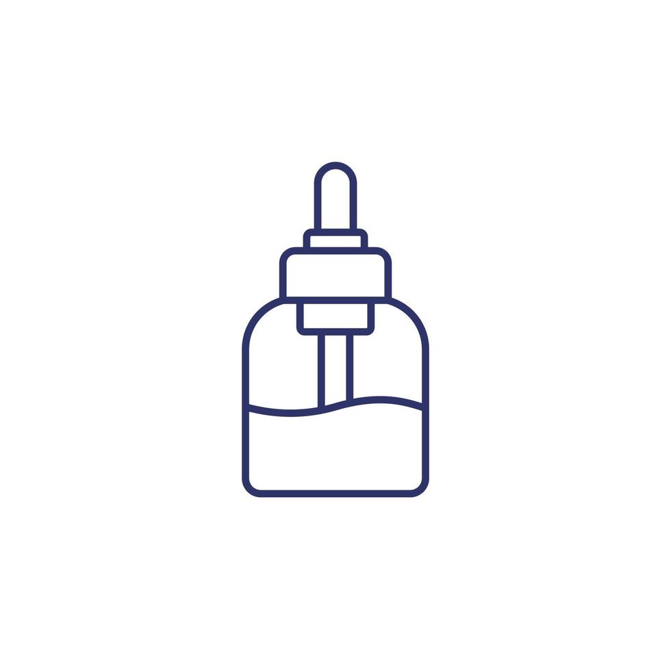 ícone de linha de frasco conta-gotas em branco vetor