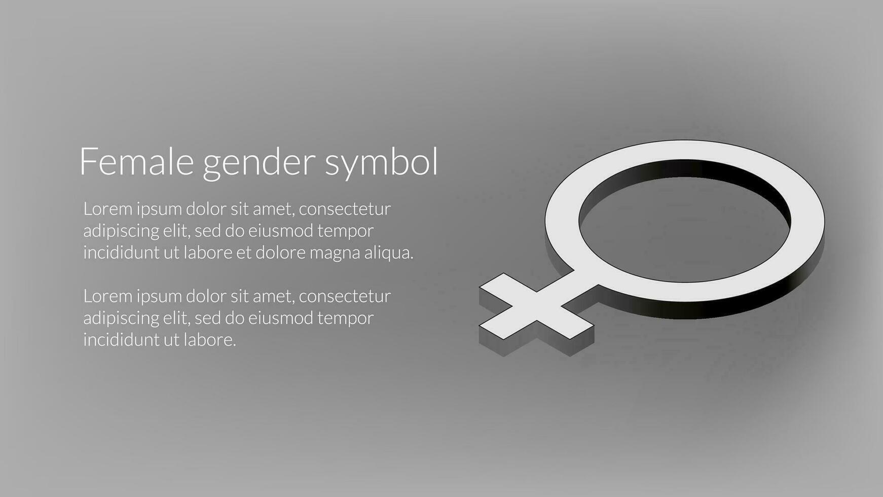 isométrico fêmea gênero placa com exemplo texto dentro Preto e branco. feminino símbolo para bandeira. vetor ilustração.