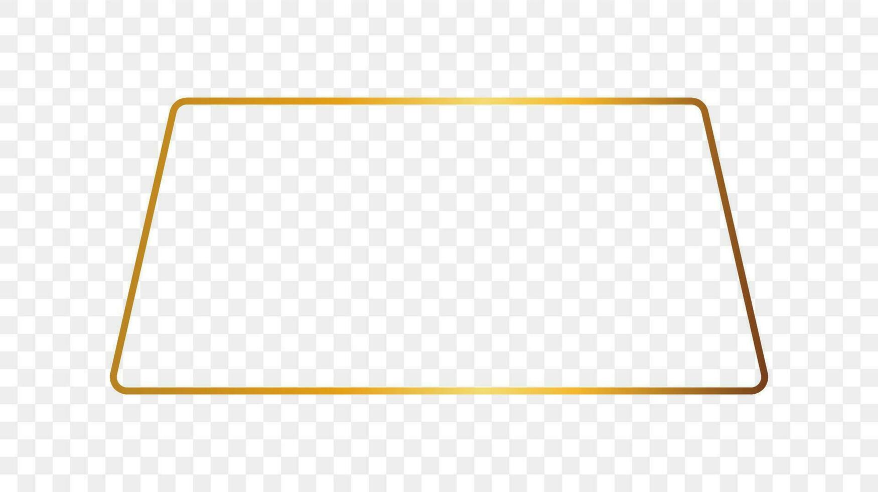ouro brilhando arredondado trapézio forma quadro, Armação vetor