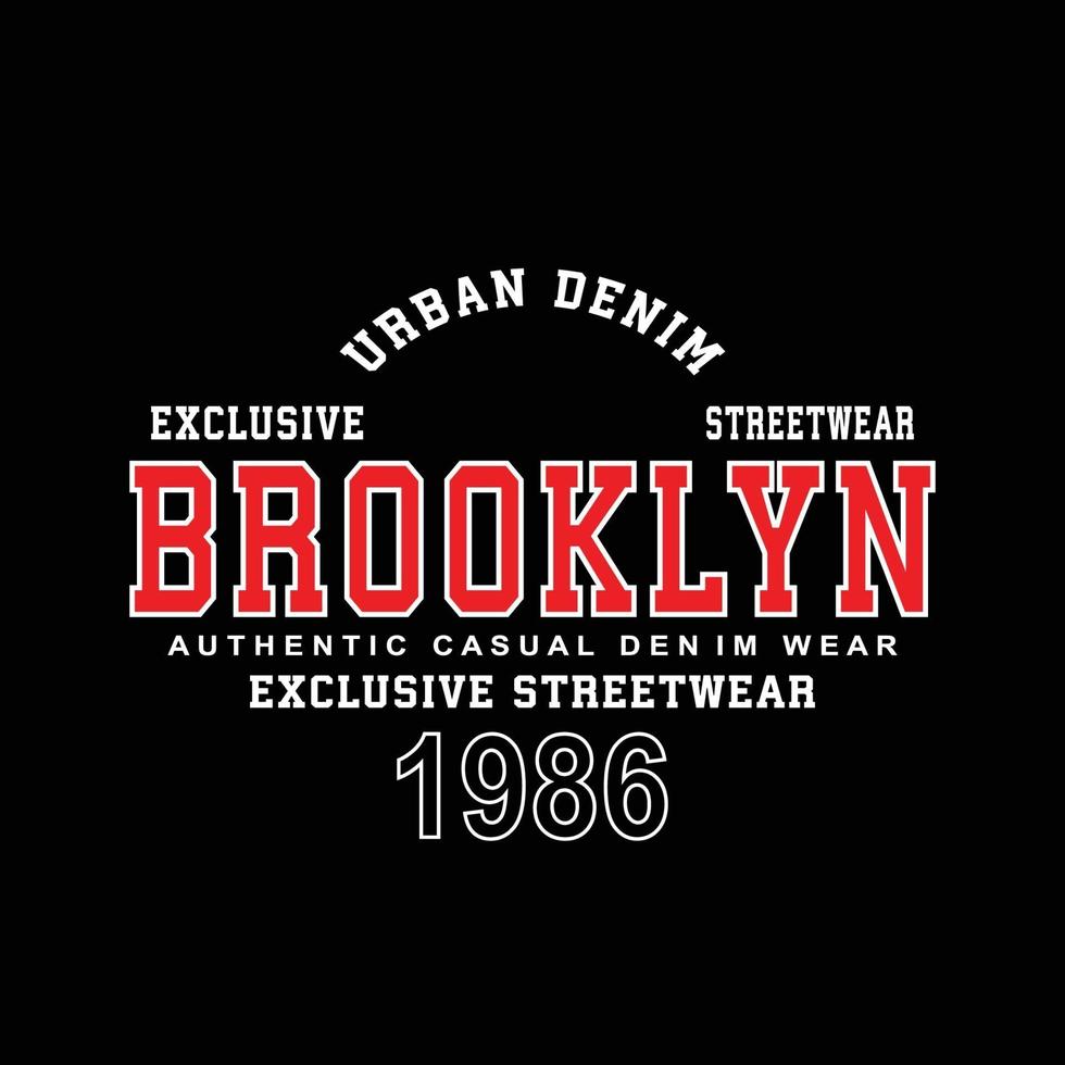 tipografia de roupas urbanas de new york brooklyn vetor