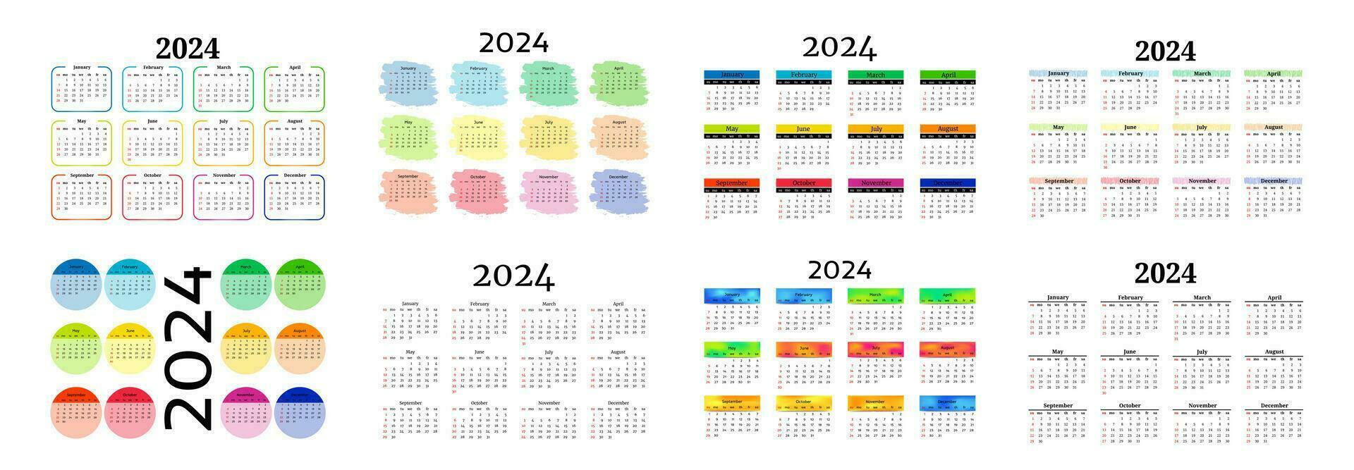 calendário para 2024 isolado em uma branco fundo vetor