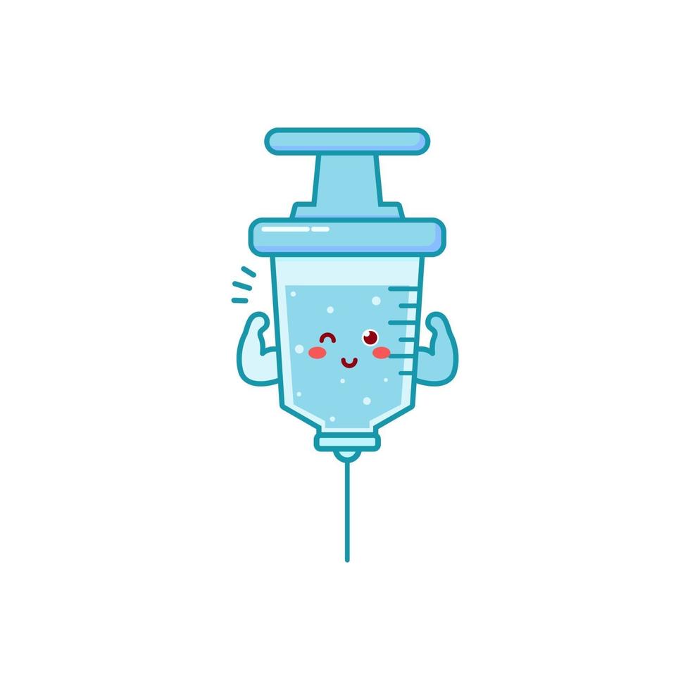seringa fofa personagem ilustração sorriso feliz mascote logotipo crianças brincam vetor