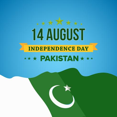 Dia da Independência feliz o 14 de agosto Paquistão Cartão Comemorativo vetor