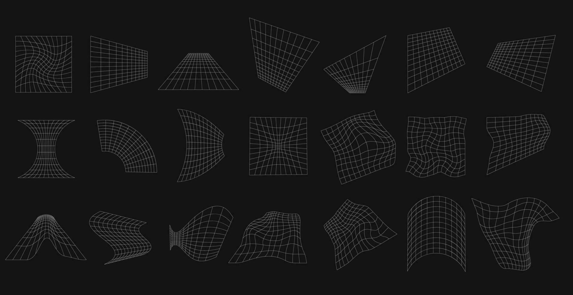 geométrico grades definir. branco treliça formas com urdidura e distorção digital enfeite para Projeto e rede vetor apresentação