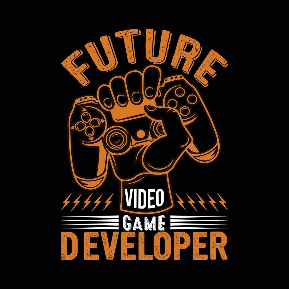 jogos t camisa projeto, futuro vídeo jogos desenvolvedor vetor