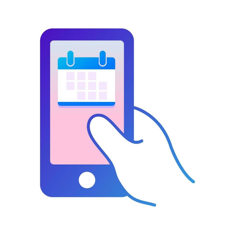 Móvel telefone toque tela dentro mão. calendário, o negócio ícone vetor