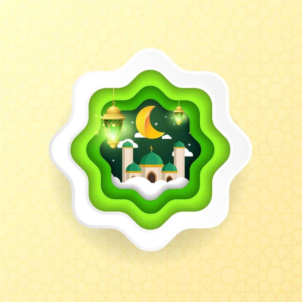 emblema islâmico verde do ramadã vetor