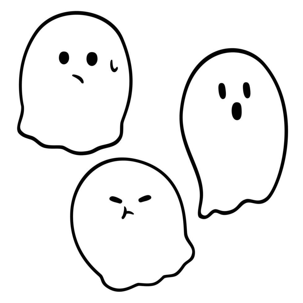 fofo dia das bruxas fantasma personagem para crianças. fofa simples fantasma vaia para feriado decoração vetor