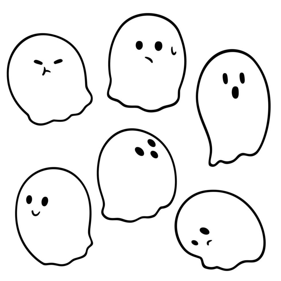 fofo dia das bruxas fantasma personagem para crianças. fofa simples fantasma vaia para feriado decoração vetor