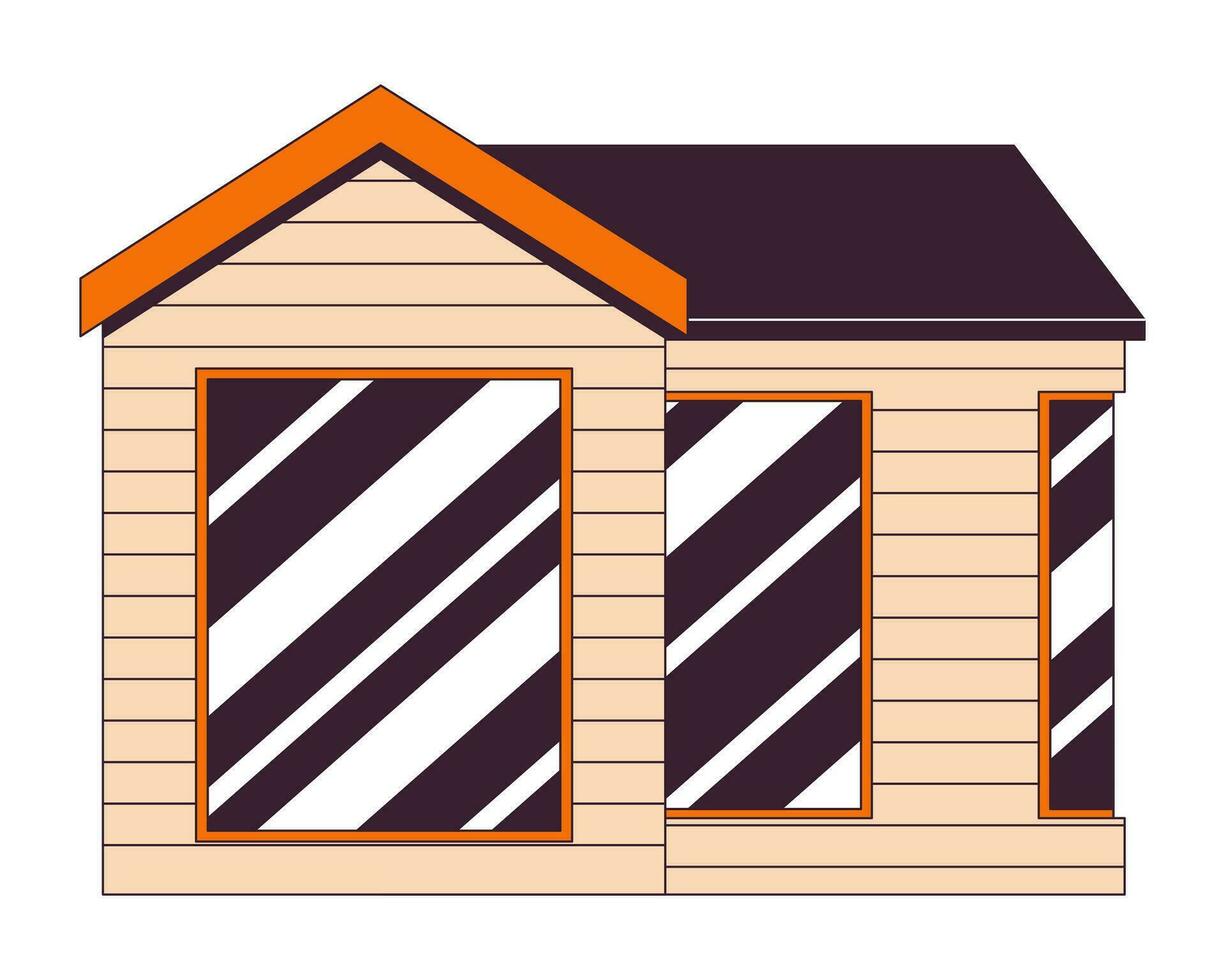 moderno Fazenda construção 2d linear desenho animado objeto. profissional oficina isolado linha vetor elemento branco fundo. agrícola instalação com ampla vidro janelas cor plano local ilustração