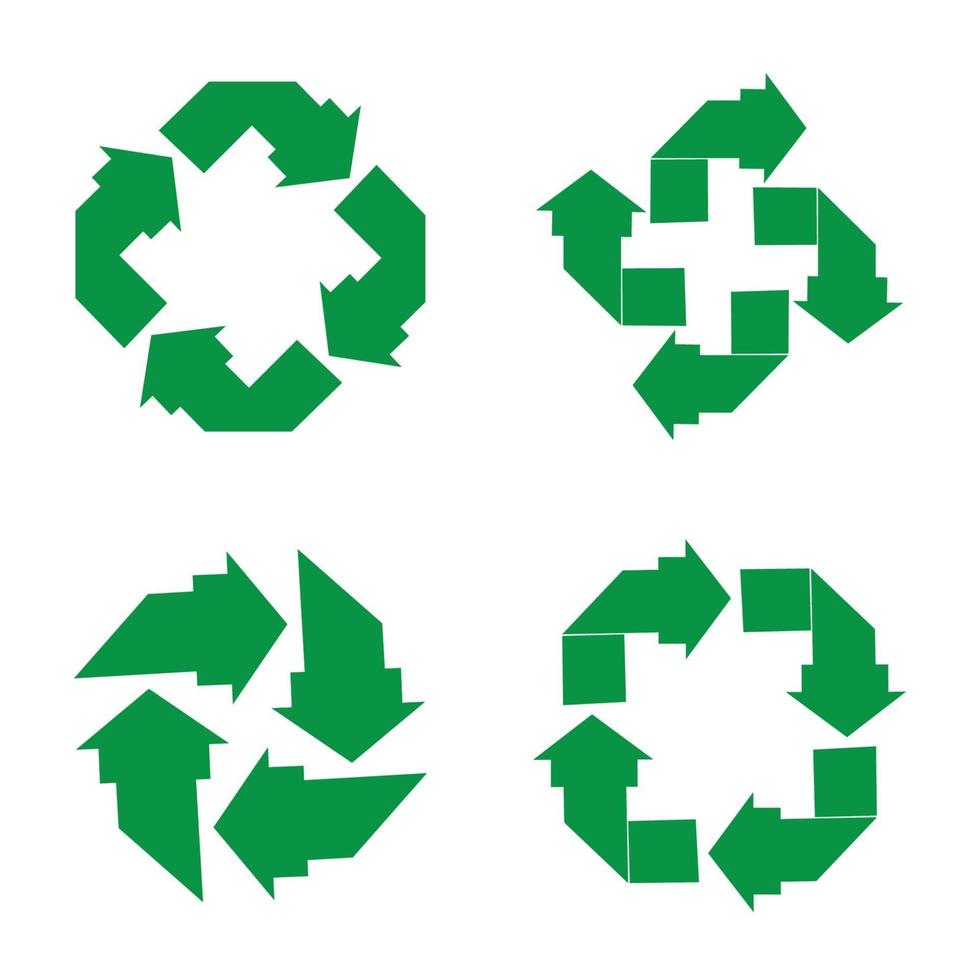 seta verde reciclar modelo de ícone de vetor de logotipo