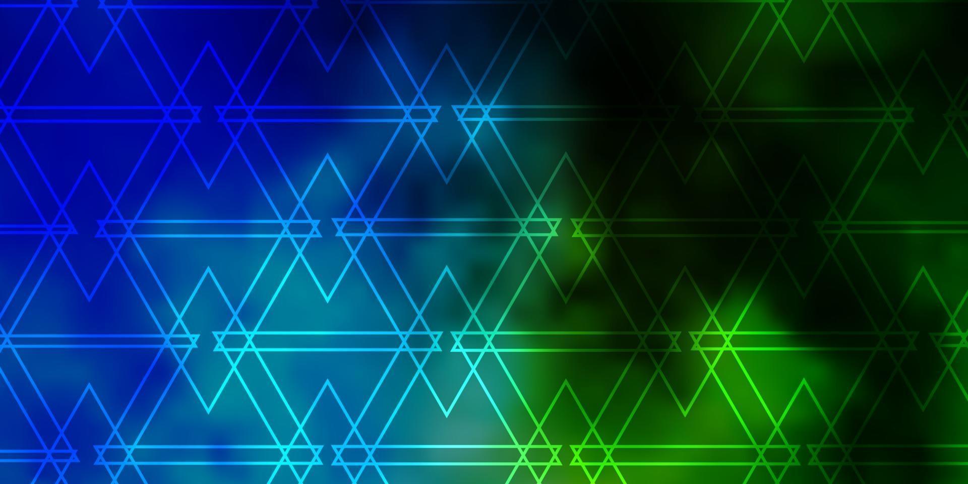 modelo de vetor azul claro e verde com cristais, triângulos.