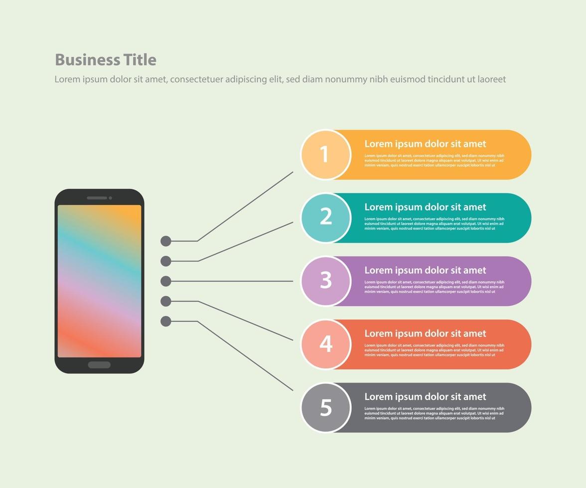 Infográfico de aplicativo de smartphone com lista de explicação detalhada vetor