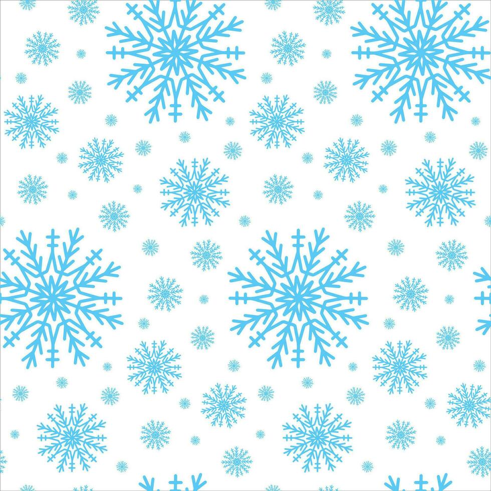 bonito padrão sem emenda de Natal com flocos de neve isolados no fundo branco. feliz ano novo papel de parede e invólucro para design sazonal, têxtil, decoração, cartão de felicitações. impressões e rabiscos desenhados à mão vetor