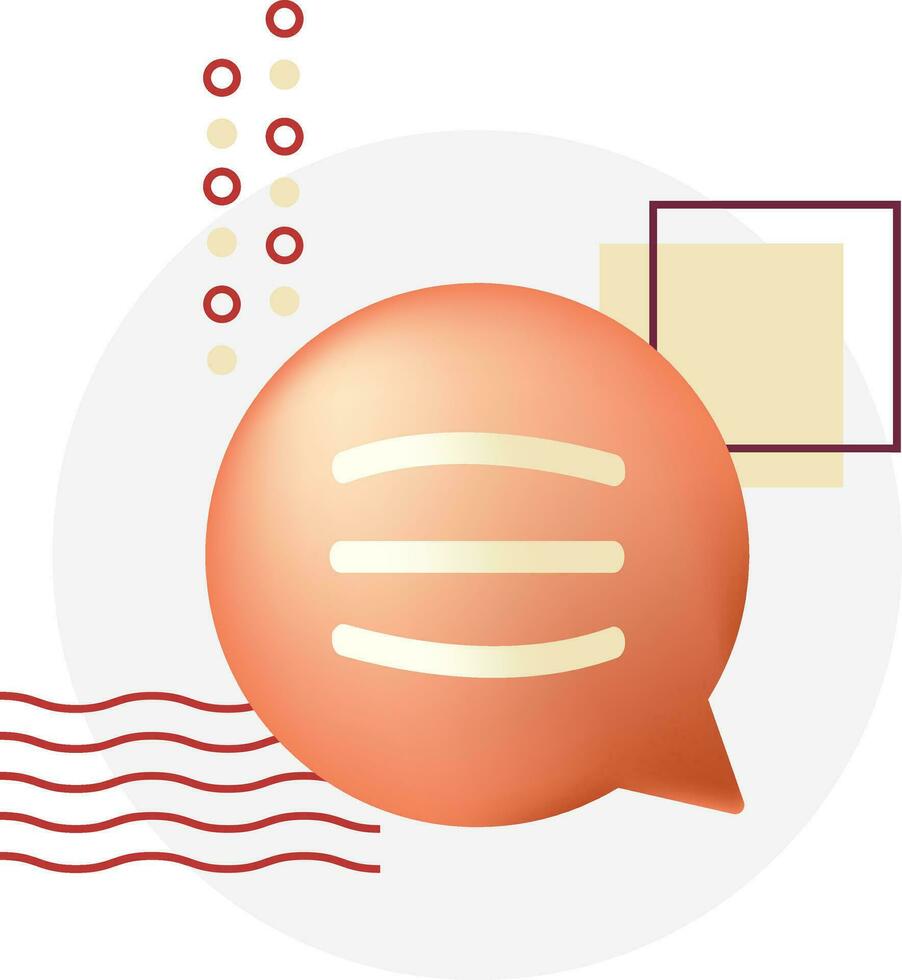 vetor ilustração do uma 3d bolha com 2d decorações. bate-papo símbolo, mensagens, notificações, comunicação, social rede