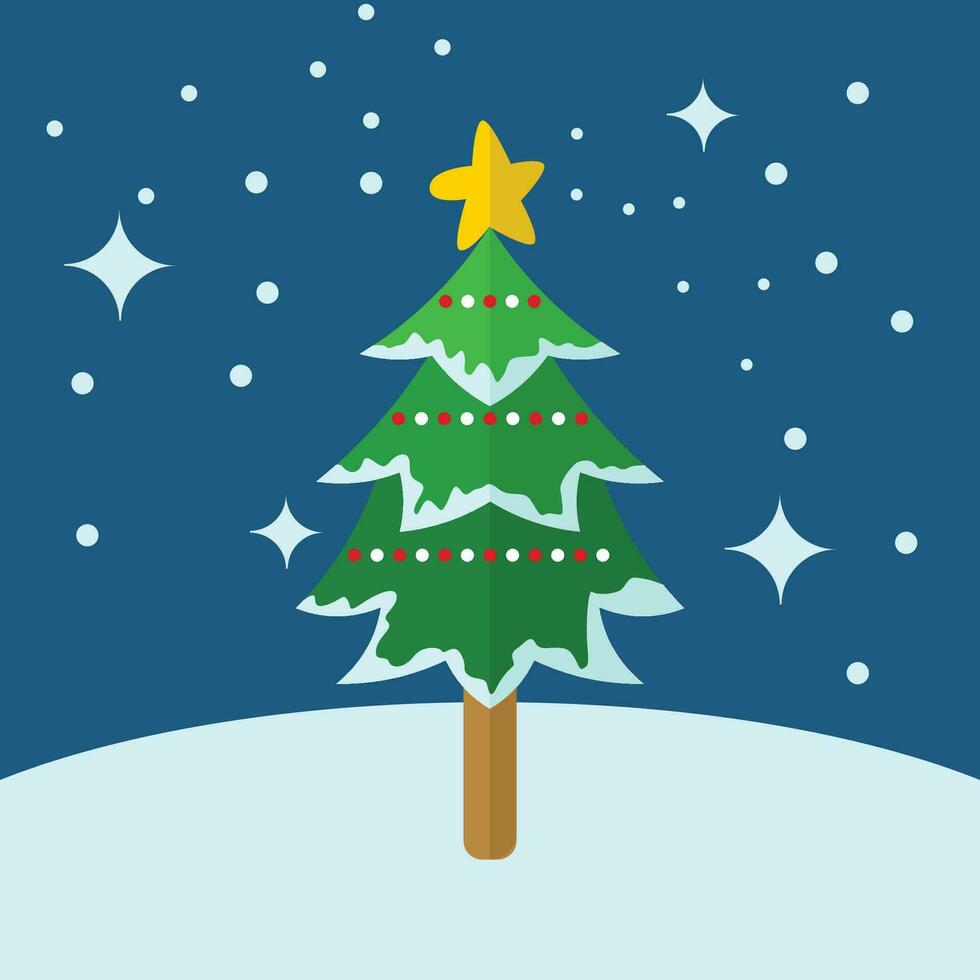 espumante desenho animado Natal árvore vetor com neve