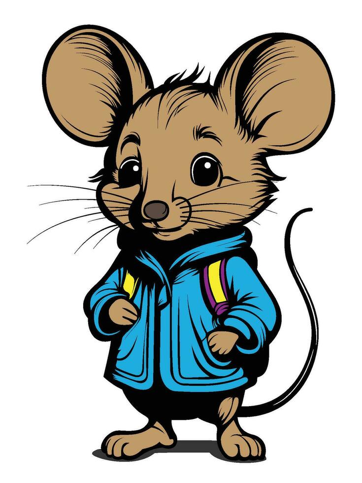 pequeno rato personagem tendo a aventura, em uma branco fundo vetor