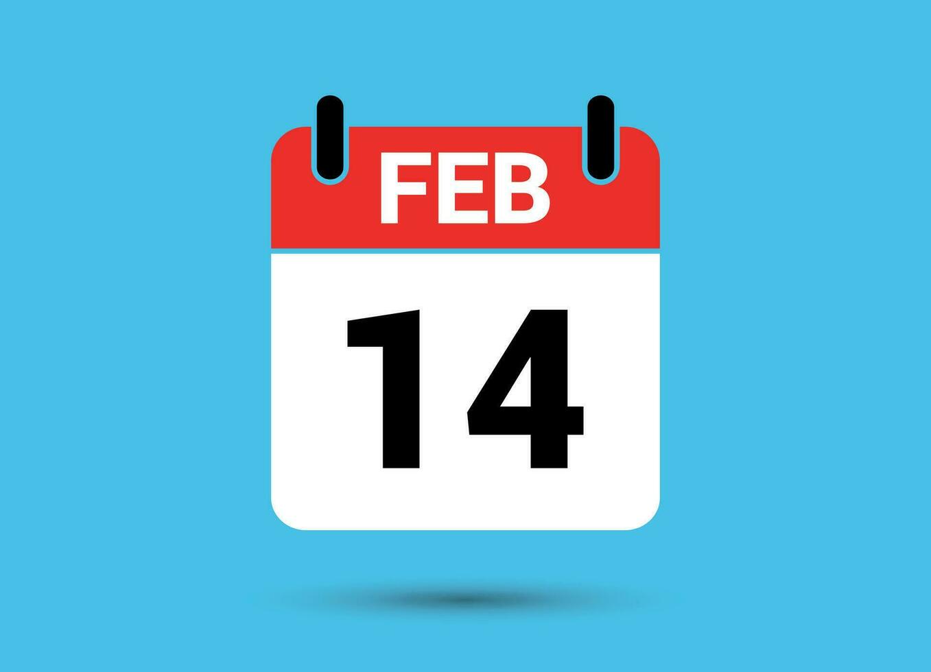 14 fevereiro calendário encontro plano ícone dia 14 vetor ilustração