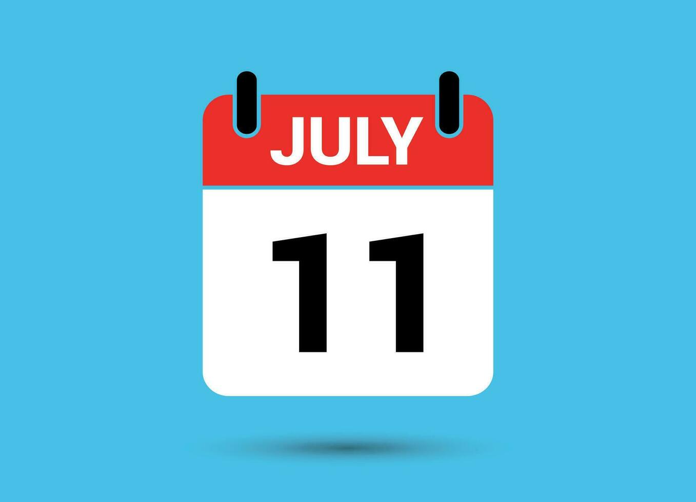 Julho 11 calendário encontro plano ícone dia 11 vetor ilustração