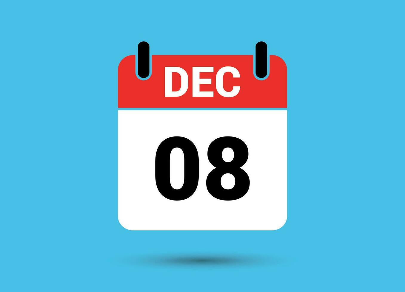 dezembro 8 calendário encontro plano ícone dia 8 vetor ilustração