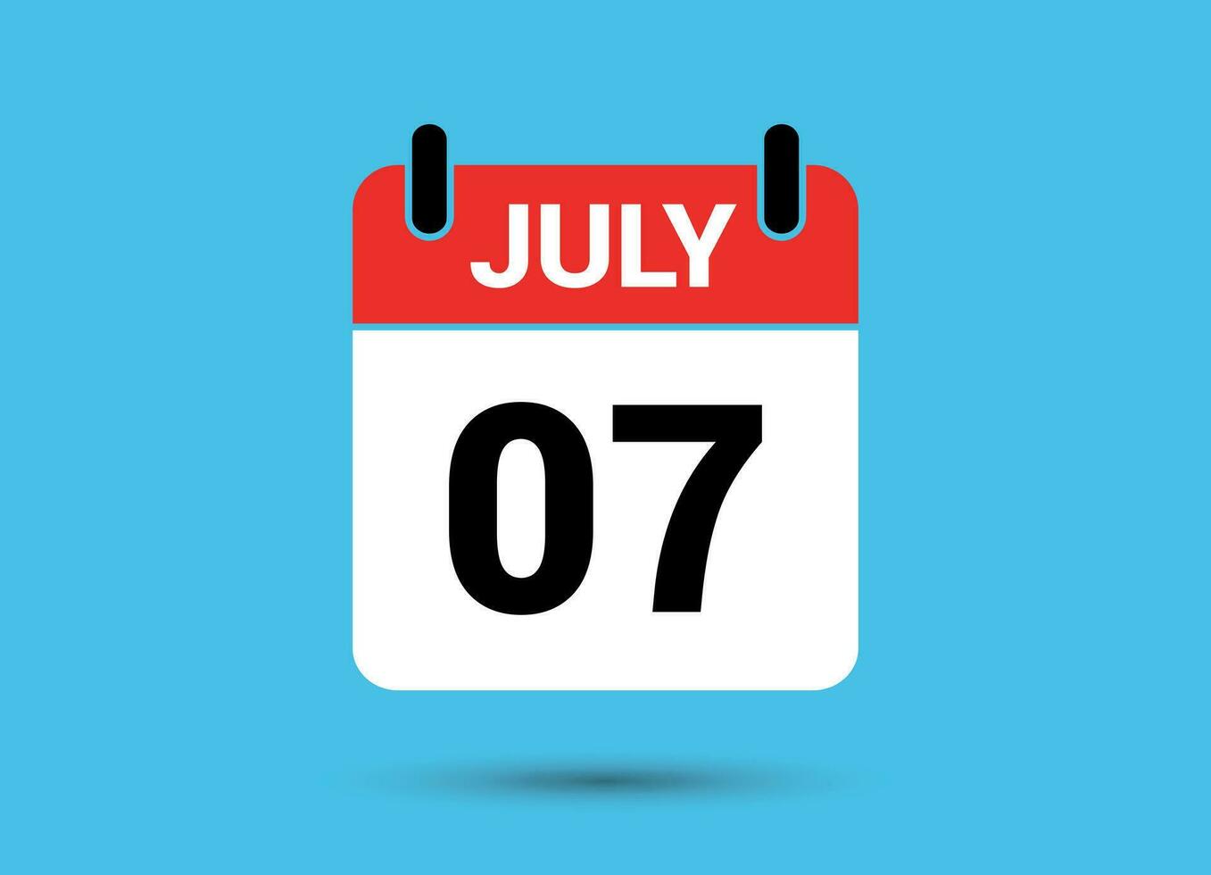 Julho 7 calendário encontro plano ícone dia 7 vetor ilustração